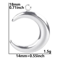 Luna Moon 100% Stainless Steel Charms For Jewelry Making Supplies Curved Month Pendant Silver Color Fashion Charms In Bulk Gifts