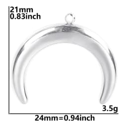 Luna Moon 100% Stainless Steel Charms For Jewelry Making Supplies Curved Month Pendant Silver Color Fashion Charms In Bulk Gifts