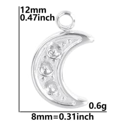Luna Moon 100% Stainless Steel Charms For Jewelry Making Supplies Curved Month Pendant Silver Color Fashion Charms In Bulk Gifts