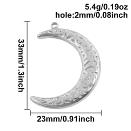 Luna Moon 100% Stainless Steel Charms For Jewelry Making Supplies Curved Month Pendant Silver Color Fashion Charms In Bulk Gifts