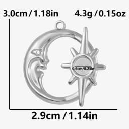 Luna Moon 100% Stainless Steel Charms For Jewelry Making Supplies Curved Month Pendant Silver Color Fashion Charms In Bulk Gifts