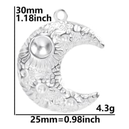 Luna Moon 100% Stainless Steel Charms For Jewelry Making Supplies Curved Month Pendant Silver Color Fashion Charms In Bulk Gifts