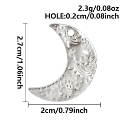 Luna Moon 100% Stainless Steel Charms For Jewelry Making Supplies Curved Month Pendant Silver Color Fashion Charms In Bulk Gifts