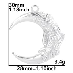 Luna Moon 100% Stainless Steel Charms For Jewelry Making Supplies Curved Month Pendant Silver Color Fashion Charms In Bulk Gifts