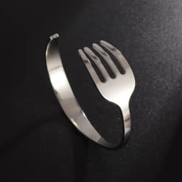Fashion Design Stainless Steel Curved Tableware Fork Open Bracelet Men and Women Personality Charm Hip Hop Casual Jewelry Gift