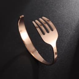 Fashion Design Stainless Steel Curved Tableware Fork Open Bracelet Men and Women Personality Charm Hip Hop Casual Jewelry Gift