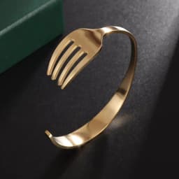 Fashion Design Stainless Steel Curved Tableware Fork Open Bracelet Men and Women Personality Charm Hip Hop Casual Jewelry Gift