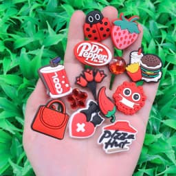 1-13Pcs PVC Strawberry Chili Cool Shoe Charms Buckle Clog Hamburger Shoe Decoration Fit DIY Kids Cute Holiday Gift