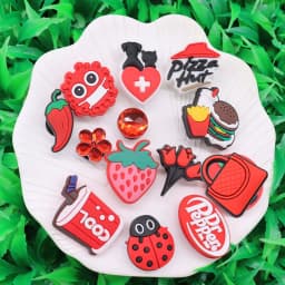1-13Pcs PVC Strawberry Chili Cool Shoe Charms Buckle Clog Hamburger Shoe Decoration Fit DIY Kids Cute Holiday Gift