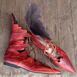 Medieval Retro Women Gothic Elf Witch Leaves Lace Up Shoes Cosplay Costume Vintage Princess Palace Carnival Party Knight Boots