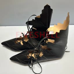 Medieval Retro Women Gothic Elf Witch Leaves Lace Up Shoes Cosplay Costume Vintage Princess Palace Carnival Party Knight Boots