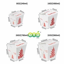 Pagoda Chinese Takeout Food Containers Without Handle Disposable Noodle Boxes Meal Prep.