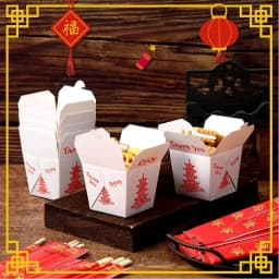 Pagoda Chinese Takeout Food Containers Without Handle Disposable Noodle Boxes Meal Prep.