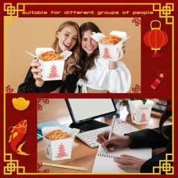 Pagoda Chinese Takeout Food Containers Without Handle Disposable Noodle Boxes Meal Prep.