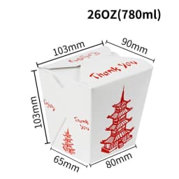 Pagoda Chinese Takeout Food Containers Without Handle Disposable Noodle Boxes Meal Prep.
