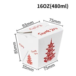 Pagoda Chinese Takeout Food Containers Without Handle Disposable Noodle Boxes Meal Prep.