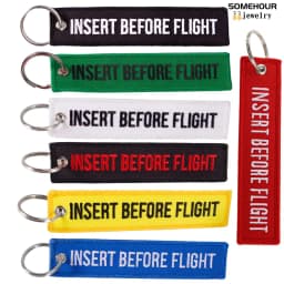 SOMEHOUR Insert Before Flight Car Bag Keychain Fobs Motorcycle Key Ring Tag Jewelry Embroidery Aviation Holder Christmas Gifts