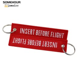 SOMEHOUR Insert Before Flight Car Bag Keychain Fobs Motorcycle Key Ring Tag Jewelry Embroidery Aviation Holder Christmas Gifts