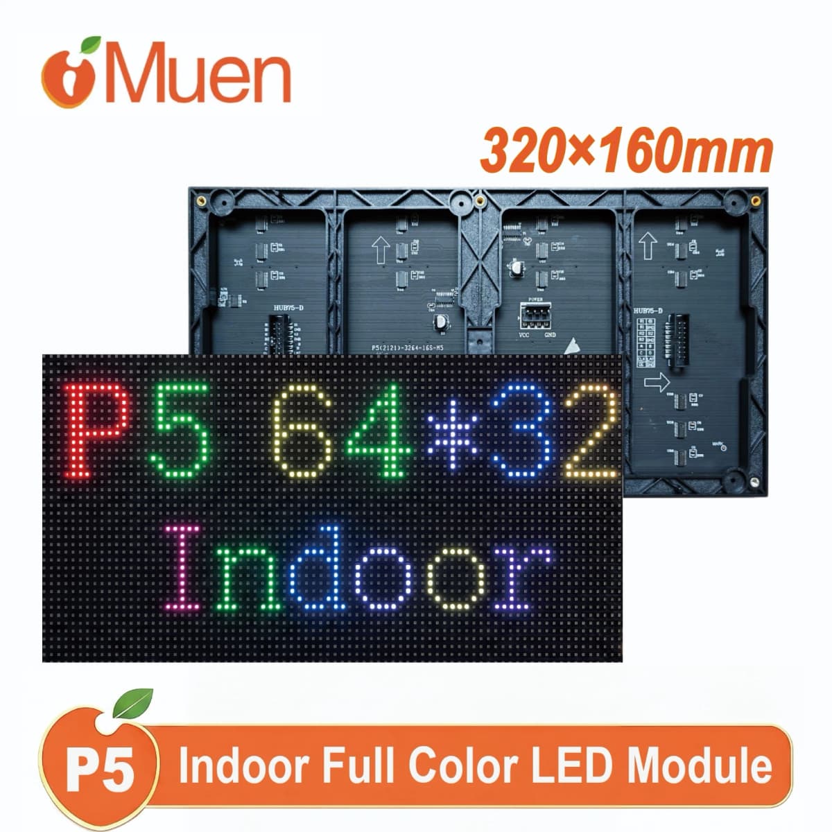 P5 LED Panel Indoor 320 × 160 mm 64 × 32 Pixels 1/16 Scan SMD2121 Full Color Video Wall Churches P5 LED Display Panel Module