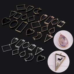 10 Pcs/Set Geometric Metal Pendant Frame Set DIY Pendant Making Epoxy UV Crystal Mold for Jewelry Necklaces