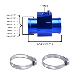 Auto LCD Water Temperature & Voltmeter Gauge 2 in 1 With Joint Pipe Adapter 1/8NPT OD 26MM-40MM