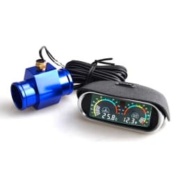 Auto LCD Water Temperature & Voltmeter Gauge 2 in 1 With Joint Pipe Adapter 1/8NPT OD 26MM-40MM