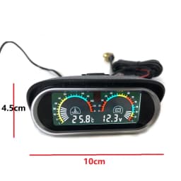Auto LCD Water Temperature & Voltmeter Gauge 2 in 1 With Joint Pipe Adapter 1/8NPT OD 26MM-40MM