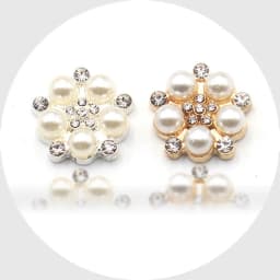 10Pcs Delicate and Compact 15MM Metal Rhinestone Pearl Jewelry Button DIY Wedding Dress Hair Accessories Invitation Accessories