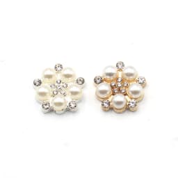 10Pcs Delicate and Compact 15MM Metal Rhinestone Pearl Jewelry Button DIY Wedding Dress Hair Accessories Invitation Accessories