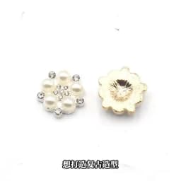 10Pcs Delicate and Compact 15MM Metal Rhinestone Pearl Jewelry Button DIY Wedding Dress Hair Accessories Invitation Accessories