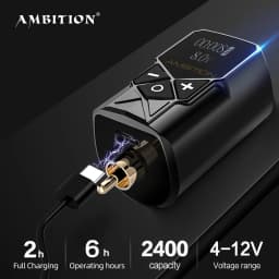 Ambition Kuark Wireless Tattoo Battery Power Supply RCA Interface 2400amh Portable LCD Display For Rotary Machine Fast Charger