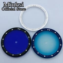 Miuksi 28.5mm black blue white transparent dial plastic movement bezel fit NH35 NH36 NH38 NH39 NH70 NH72 movement