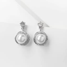 Korean Style Contracted Heart Pearl Earrings For Women Sweet Flower Zircon Geometric Pendant Earring Girl Party Jewelry Gift