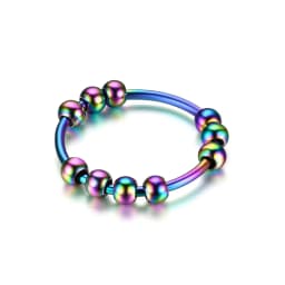 Fidget Anxiety Ring for Women Gold Silver Color Stainless Steel Spinner Rotate Beads Anti-Stress Rings For Men Jewelry