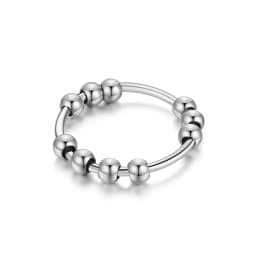 Fidget Anxiety Ring for Women Gold Silver Color Stainless Steel Spinner Rotate Beads Anti-Stress Rings For Men Jewelry