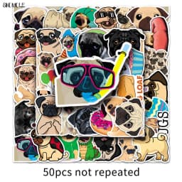 10/30/50pcs Cute Pug Dog Stickers Animals DIY Car Laptop Suitcase Skateboard Guitar Phone Cartoon Graffiti Sticker Kid Gift Toys