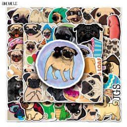 10/30/50pcs Cute Pug Dog Stickers Animals DIY Car Laptop Suitcase Skateboard Guitar Phone Cartoon Graffiti Sticker Kid Gift Toys