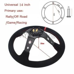 Universal 350mm 14 Inch Suede/PVC Auto Racing Steering Wheels Deep Corn Drifting Sport Steering Wheel