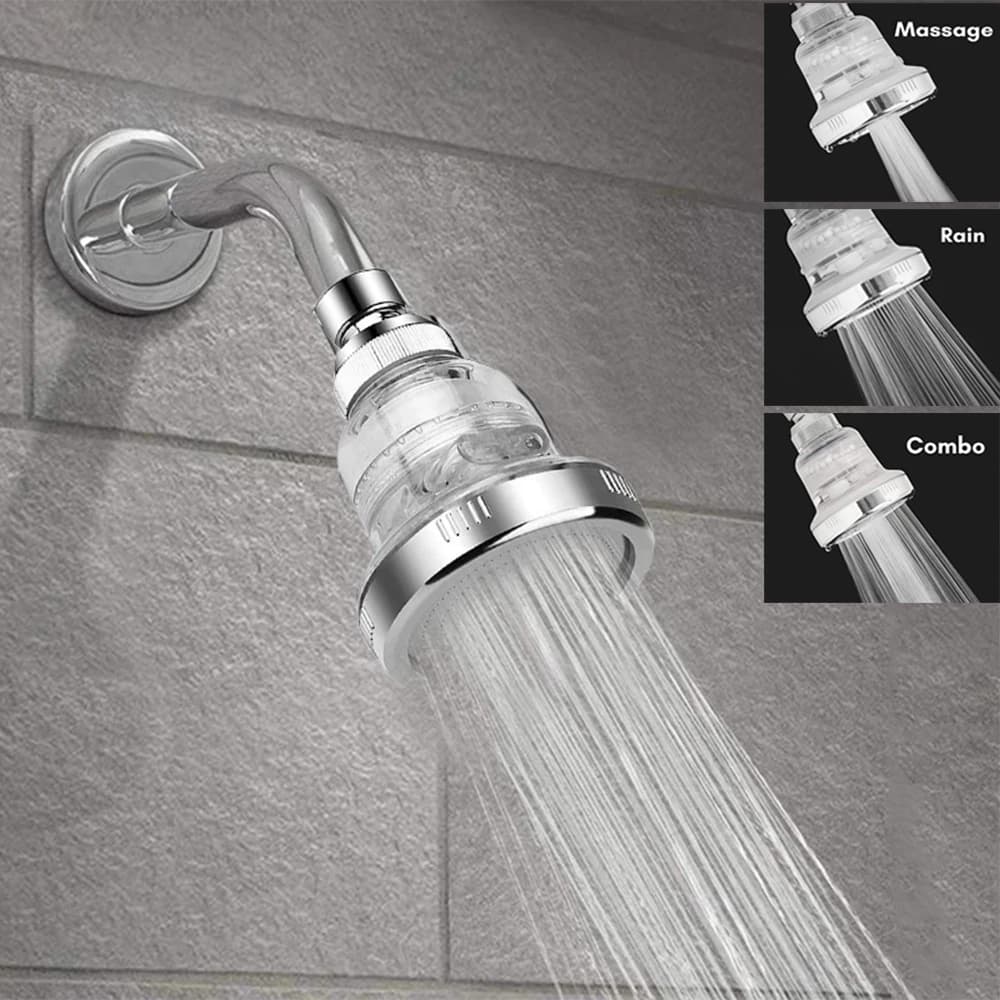 Wall Mount Rainfall Showerhead 3 Modes Adjustable Water Saving High Pressure Ceiling Shower Head Chlorine Fluoride Water Filter