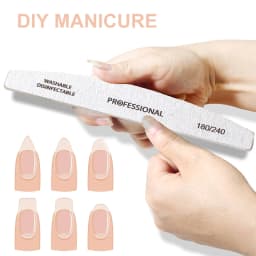 10pcs Wooden Nail Files Set Professional Double-Sided Emery Board Manicure Buffer Grey Boat Pedicure Buffers 100/180/240 Grit