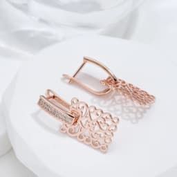 Kienl Hot 585 Rose Gold Color Square Long Earring for Women Vintage Natural Zircon Glossy Metal Drop Earring Trend Daily Jewelry