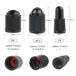 AV FV Threaded Caps for Schrader Presta Nozzles of Auto Cars Bicycle Motorcycles Scooters Valves Plastic Lid Optional Seal Ring