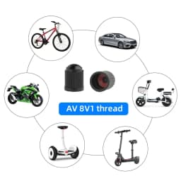 AV FV Threaded Caps for Schrader Presta Nozzles of Auto Cars Bicycle Motorcycles Scooters Valves Plastic Lid Optional Seal Ring