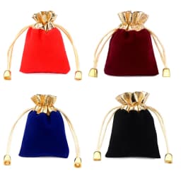 25pcs/lot Multi-size Gift Bag Drawstring Velvet Bags Gold Color Trim For Wedding Christmas Party Candy Jewelry Packing