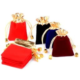 25pcs/lot Multi-size Gift Bag Drawstring Velvet Bags Gold Color Trim For Wedding Christmas Party Candy Jewelry Packing