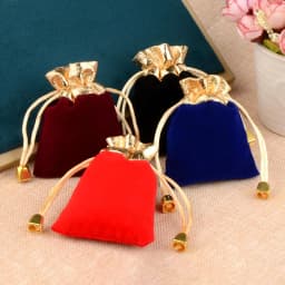 25pcs/lot Multi-size Gift Bag Drawstring Velvet Bags Gold Color Trim For Wedding Christmas Party Candy Jewelry Packing
