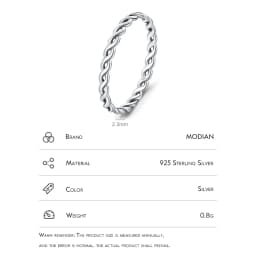 Modian Simple 925 Sterling Silver Texture Twisted Thin Stackable Small Finger Ring For Women Vintage Classic Fine Jewelry Gifts