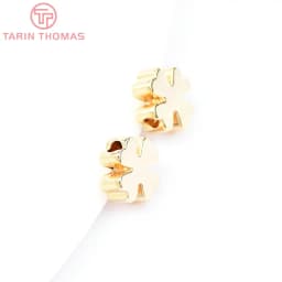 (6729) 20PCS 7.5MM 24K Gold Color Plated Brass Four-leaf Clover Beads Bracelet Beads High Quality Diy Jewelry Accessories