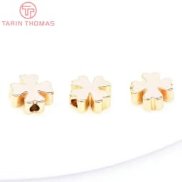(6729) 20PCS 7.5MM 24K Gold Color Plated Brass Four-leaf Clover Beads Bracelet Beads High Quality Diy Jewelry Accessories