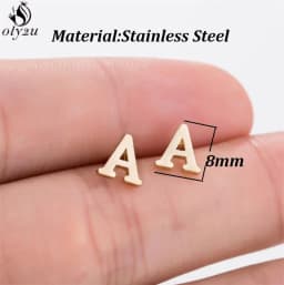 Small Stainless Steel A-Z Initial Letter Stud Earrings for Women Girls Birthday Gift 26 Alphabet Name Earings Piercing Jewelry